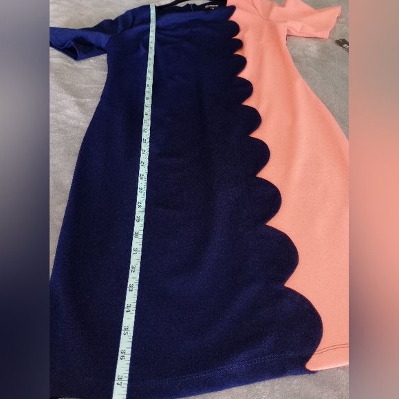 Glamour Navy Blue and Peach Color Sheath Mini Dress Size 10 - Picture 6 of 8